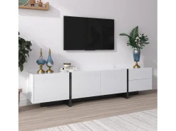 Merax Móveis de TV com 3 portas e 2 gavetas - 190 x 35 x 45 cm - Aglomerado - + preto^ Móvel De Tv