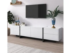 Merax Móveis de TV com 3 portas e 2 gavetas - 190 x 35 x 45 cm - Aglomerado - + preto^ Móvel De Tv