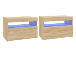 Móvel De Tv* Móveis de TV com luzes LED 2 pcs 60x35x40 cm carvalho sonoma PT990024 Castanho