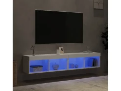 Móvel De Tv* Móveis de TV com luzes LED 2 pcs 80x30x30 cm PT366637 Branco