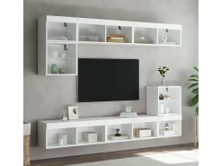 Móvel De Tv* Móveis de TV com luzes LED 2 pcs 80x30x30 cm PT366637 Branco