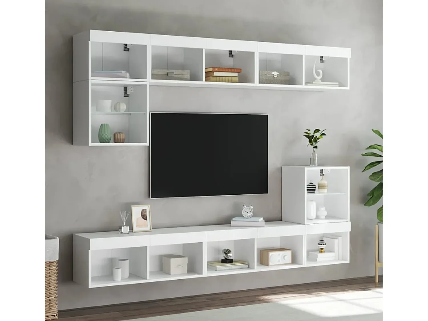 Móvel De Tv* Móveis de TV com luzes LED 2 pcs 80x30x30 cm PT366637 Branco
