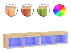 Móveis de TV com luzes LED 2 pcs 80x30x30 cm carvalho sonoma PT664854^ Móvel De Tv