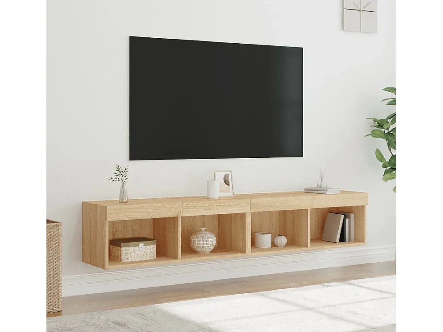 Móveis de TV com luzes LED 2 pcs 80x30x30 cm carvalho sonoma PT664854^ Móvel De Tv
