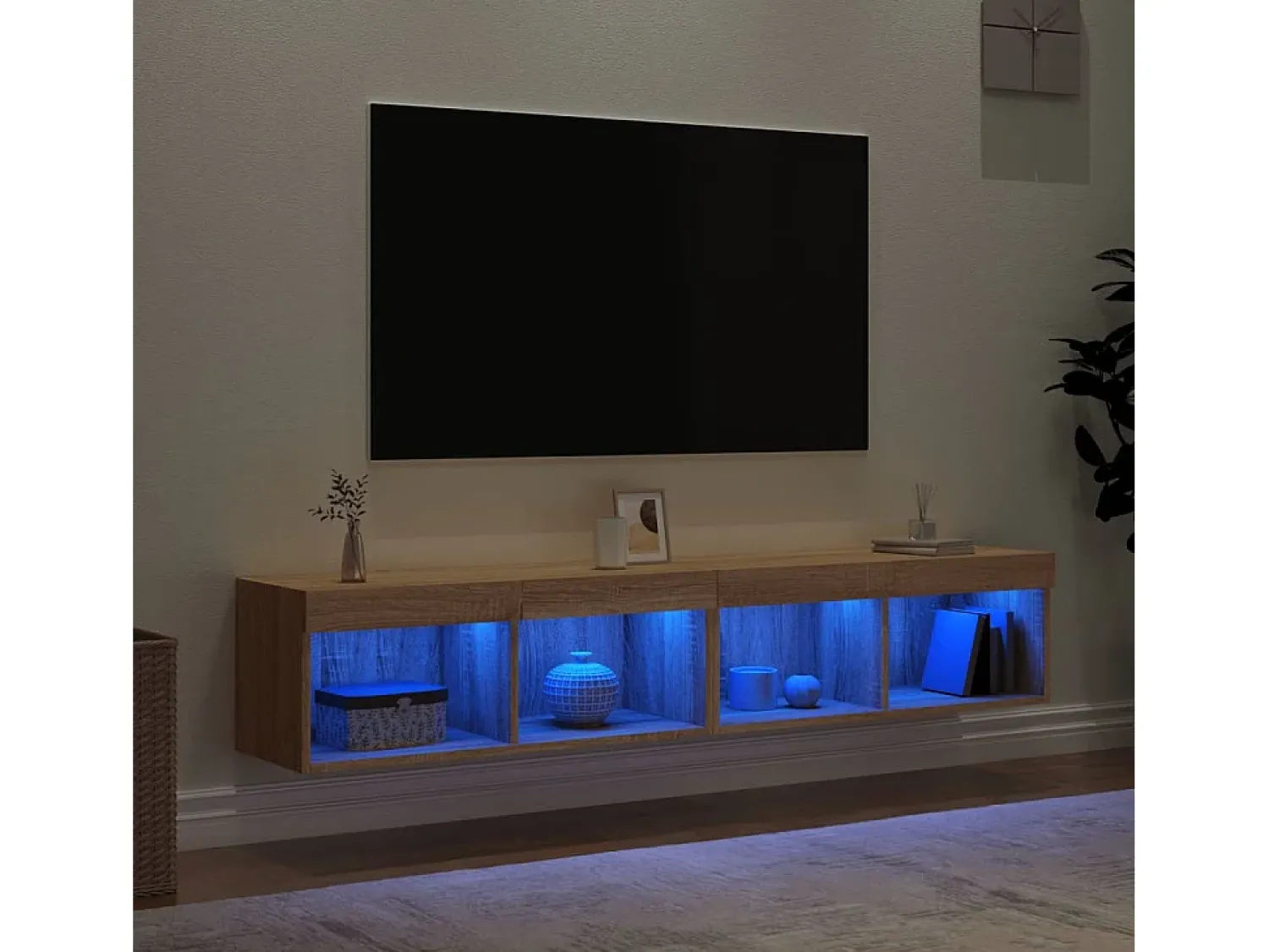 Móveis de TV com luzes LED 2 pcs 80x30x30 cm carvalho sonoma PT664854^ Móvel De Tv