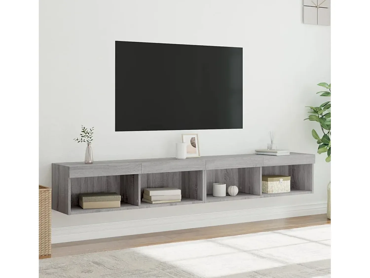 Móvel De Tv* Móveis de TV com luzes LED 2 pcs 100x30x30 cm sonoma PT822271 Cinzento