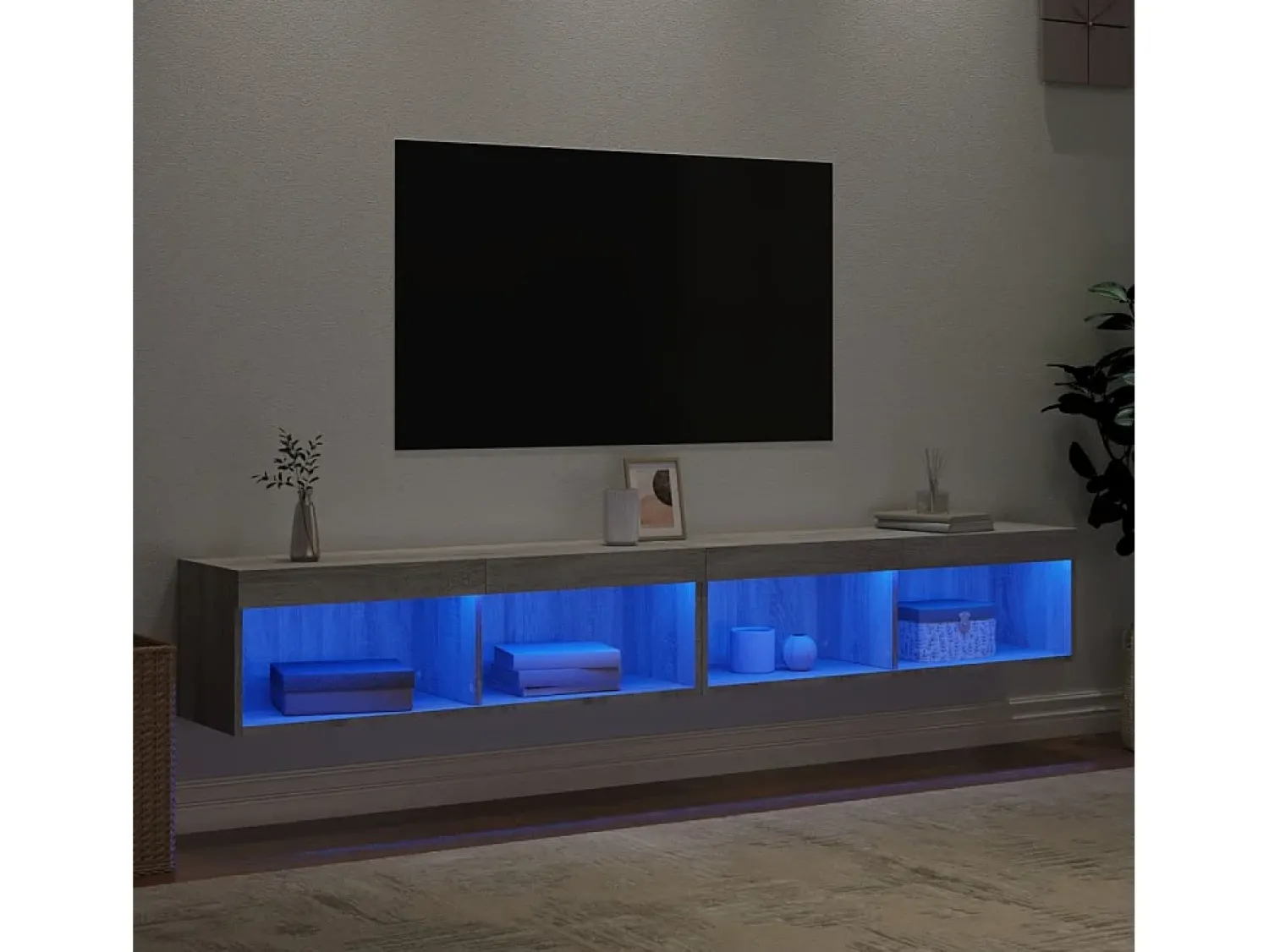 Móvel De Tv* Móveis de TV com luzes LED 2 pcs 100x30x30 cm sonoma PT822271 Cinzento