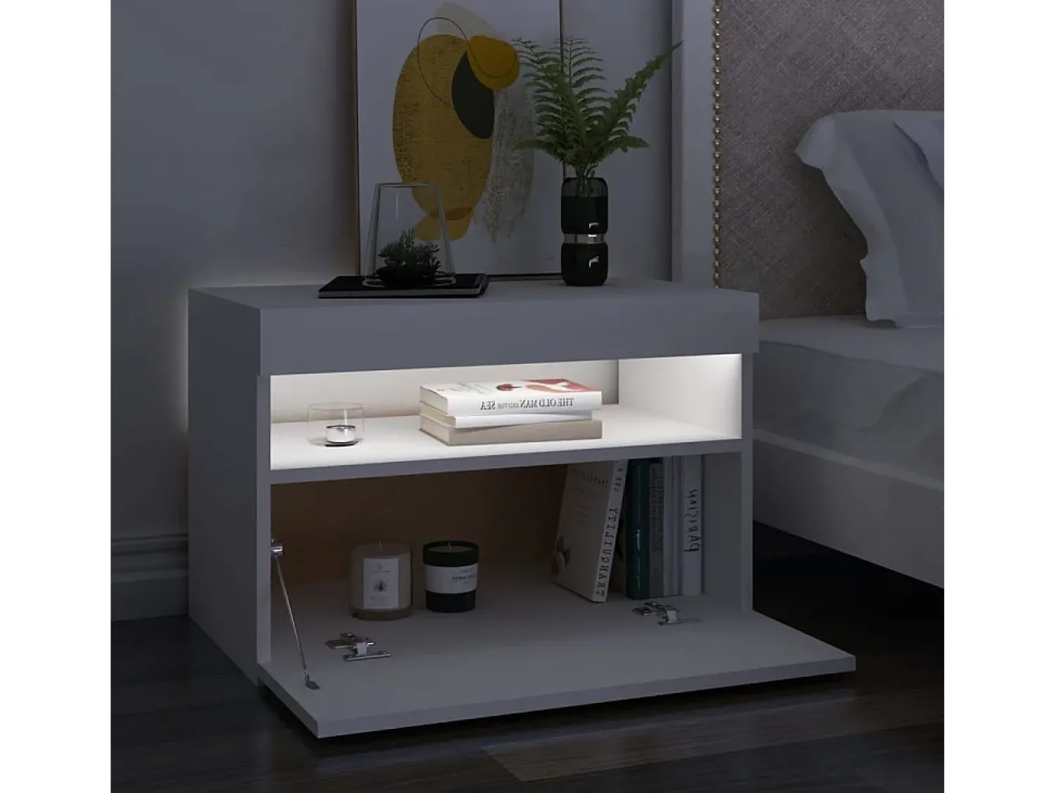 Móveis de TV com luzes LED 2 pcs 60x35x40 cm PT530661 Branco
