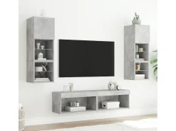 Móveis de TV com luzes LED 2 pcs 60x30x30 cm cimento PT337693 Cinzento