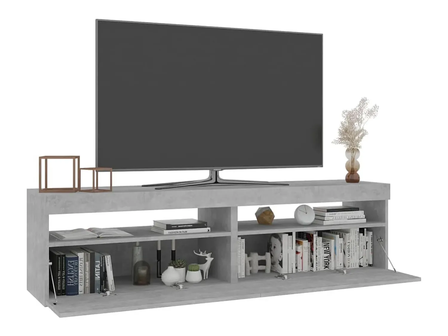 Móvel De Tv| Móveis de TV com luzes LED 2 pcs 75x35x40 cm cimento PT877575 Cinzento