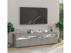 Móvel De Tv| Móveis de TV com luzes LED 2 pcs 75x35x40 cm cimento PT877575 Cinzento