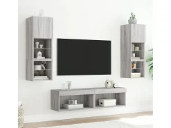 Móveis de TV com luzes LED 2 pcs 60x30x30 cm sonoma PT231101^ Móvel De Tv