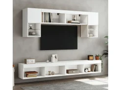Móvel De Tv* Móveis de TV com luzes LED 2 pcs 100x30x30 cm PT157397 Branco