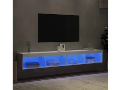 Móvel De Tv* Móveis de TV com luzes LED 2 pcs 100x30x30 cm PT157397 Branco