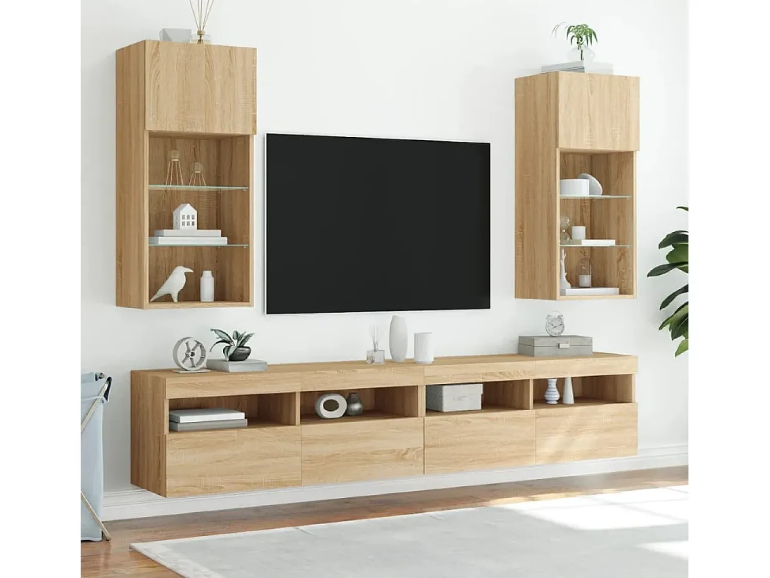 Móveis de TV com luzes LED 2 pcs 40,5x30x90 cm carvalho sonoma PT542505^ Móvel De Tv