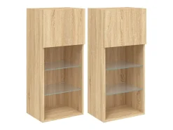 Móveis de TV com luzes LED 2 pcs 40,5x30x90 cm carvalho sonoma PT542505^ Móvel De Tv