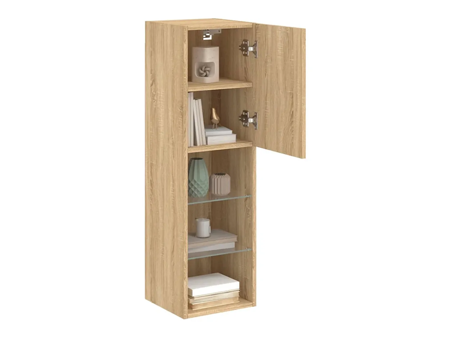 Móvel De Tv| Móveis de TV com luzes LED 2 pcs 30,5x30x102 cm carvalho sonoma PT105919 Castanho