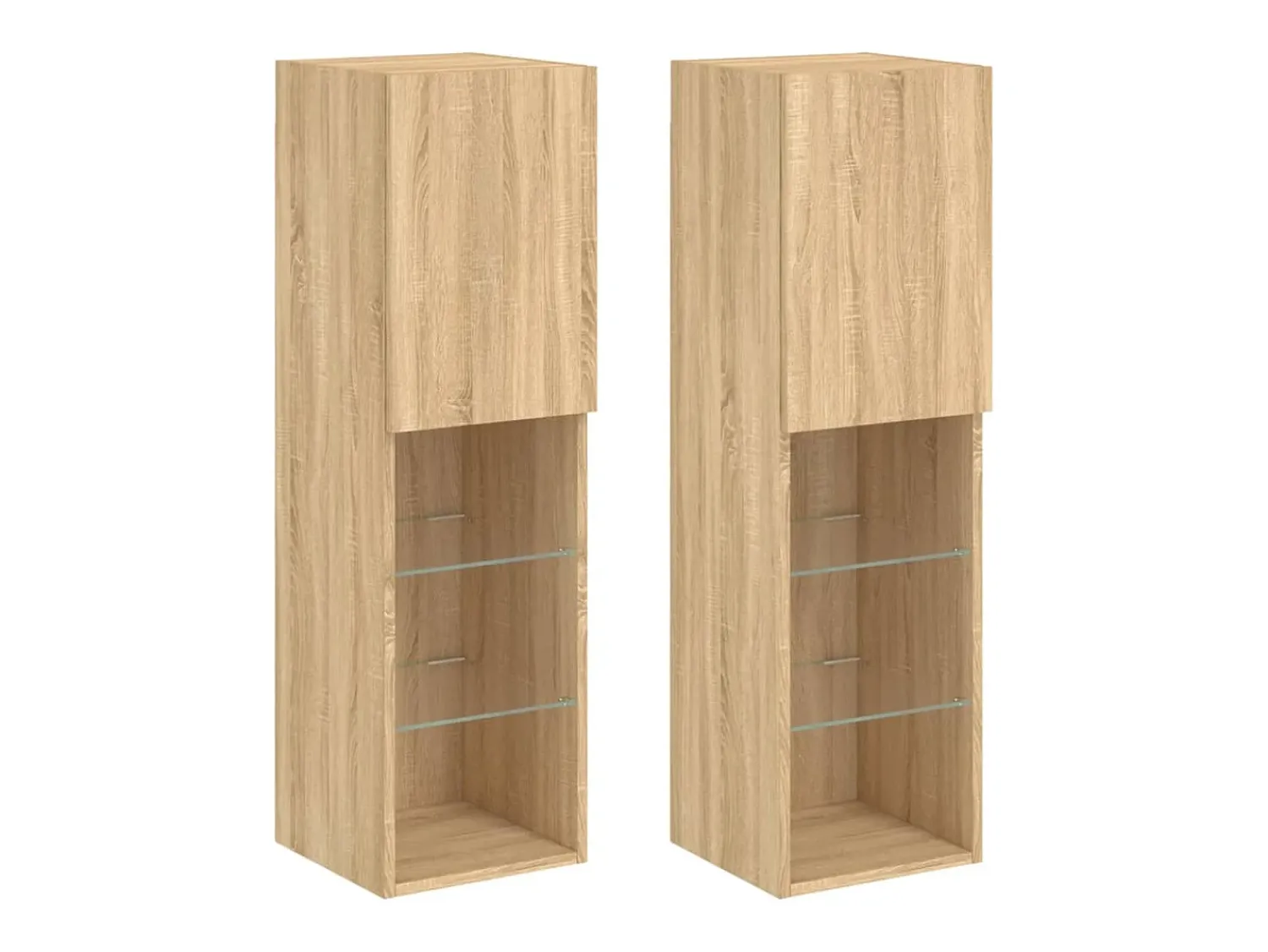 Móvel De Tv| Móveis de TV com luzes LED 2 pcs 30,5x30x102 cm carvalho sonoma PT105919 Castanho
