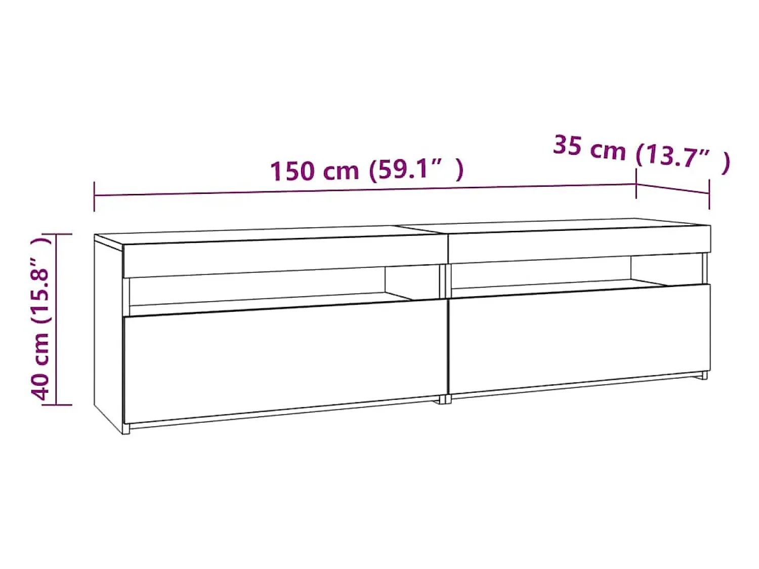 New vidaxl Móveis de TV com luzes LED 2 pcs 75x35x40 cm cimento Cinzento