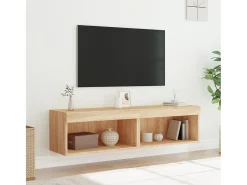 Móvel De Tv| Móveis de TV com luzes LED 2 pcs 60x30x30 cm carvalho sonoma PT967650 Castanho