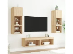 Móvel De Tv| Móveis de TV com luzes LED 2 pcs 60x30x30 cm carvalho sonoma PT967650 Castanho
