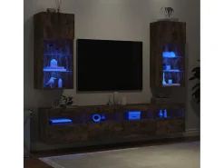 Móveis de TV com luzes LED 2 pcs 40,5x30x90 cm carvalho fumado PT421728^ Móvel De Tv