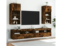 Móveis de TV com luzes LED 2 pcs 40,5x30x90 cm carvalho fumado PT421728^ Móvel De Tv