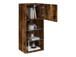 Móveis de TV com luzes LED 2 pcs 40,5x30x90 cm carvalho fumado PT421728^ Móvel De Tv