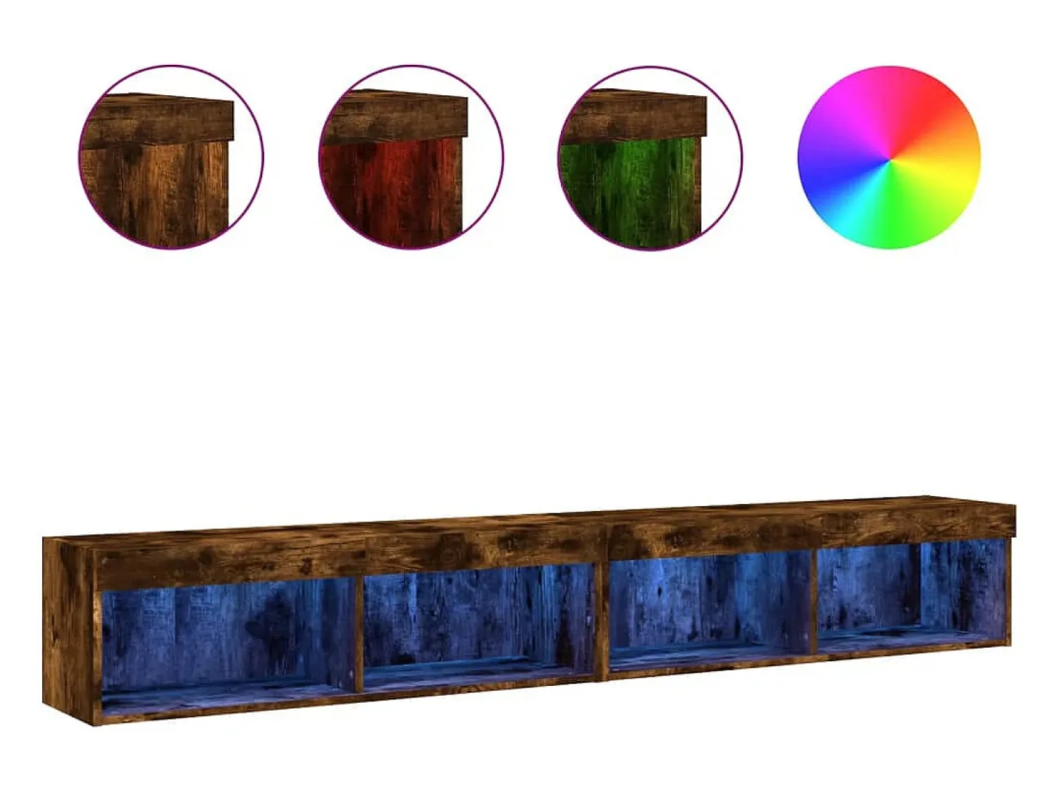 Móvel De Tv| Móveis de TV com luzes LED 2 pcs 100x30x30 cm carvalho fumado PT545638 Castanho