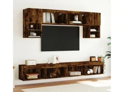 Móvel De Tv| Móveis de TV com luzes LED 2 pcs 100x30x30 cm carvalho fumado PT545638 Castanho