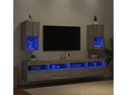 Móvel De Tv| Móveis de TV com luzes LED 2 pcs 30,5x30x60 cm sonoma PT712845 Cinzento