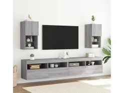 Móvel De Tv| Móveis de TV com luzes LED 2 pcs 30,5x30x60 cm sonoma PT712845 Cinzento