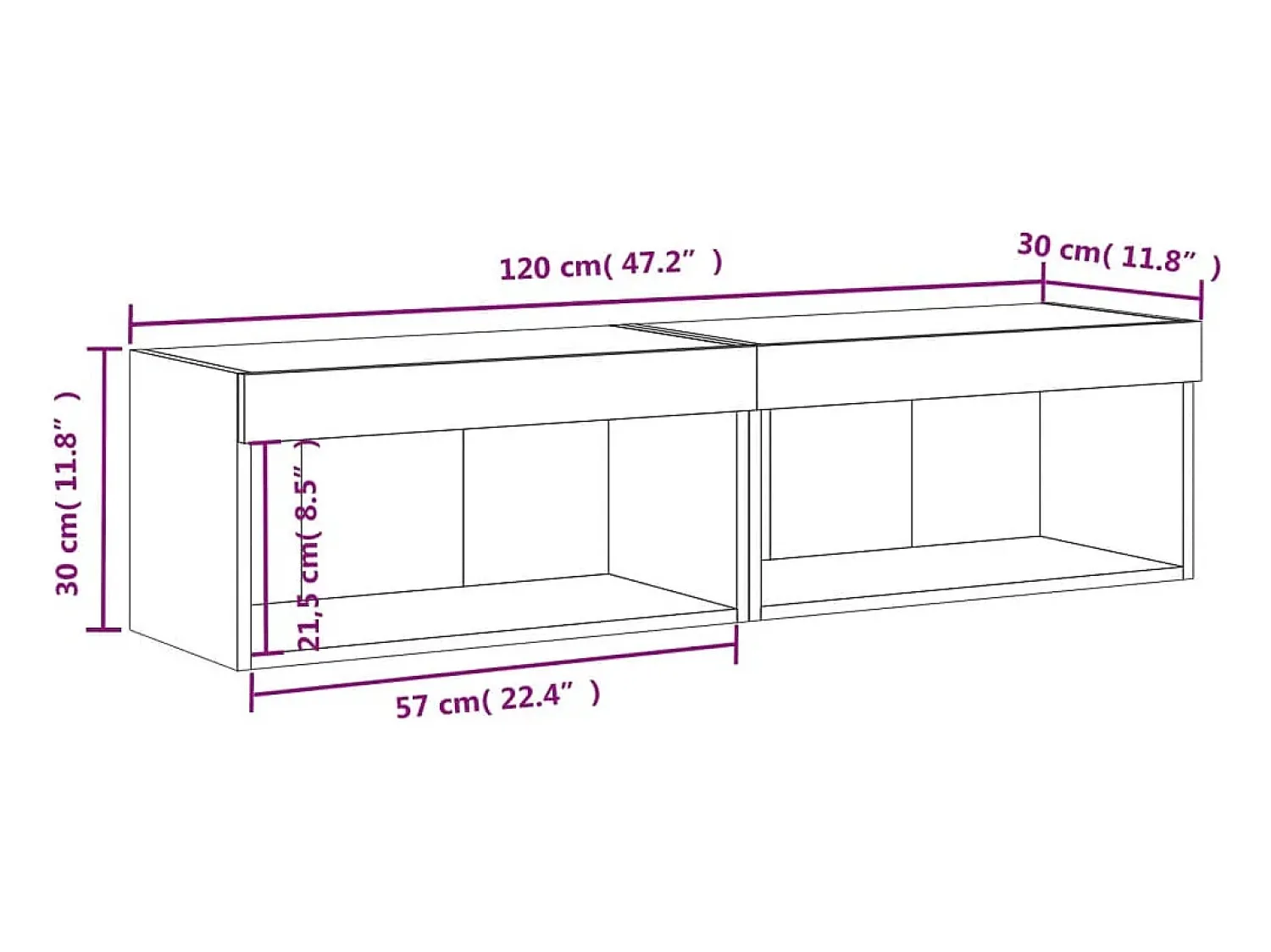 Clearance vidaxl Móveis de TV com luzes LED 2 pcs 60x30x30 cm cimento Cinzento