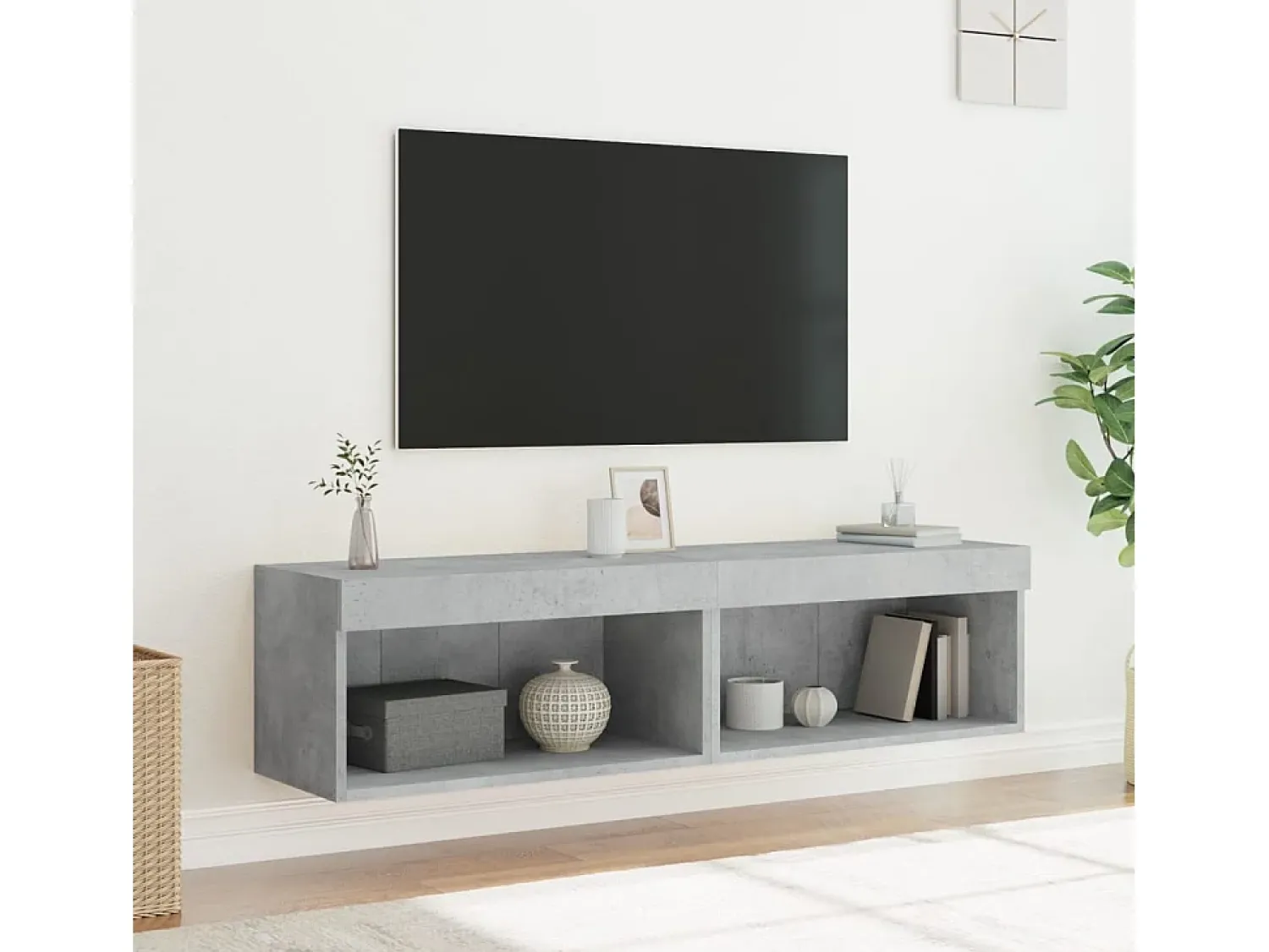 Clearance vidaxl Móveis de TV com luzes LED 2 pcs 60x30x30 cm cimento Cinzento