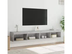 Móvel De Tv| Móveis de TV com luzes LED 2 pcs 100x30x30 cm cimento PT897543 Cinzento