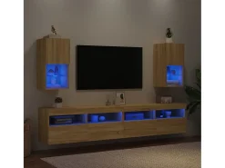 Móvel De Tv* Móveis de TV com luzes LED 2 pcs 30,5x30x60 cm carvalho sonoma PT899071 Castanho