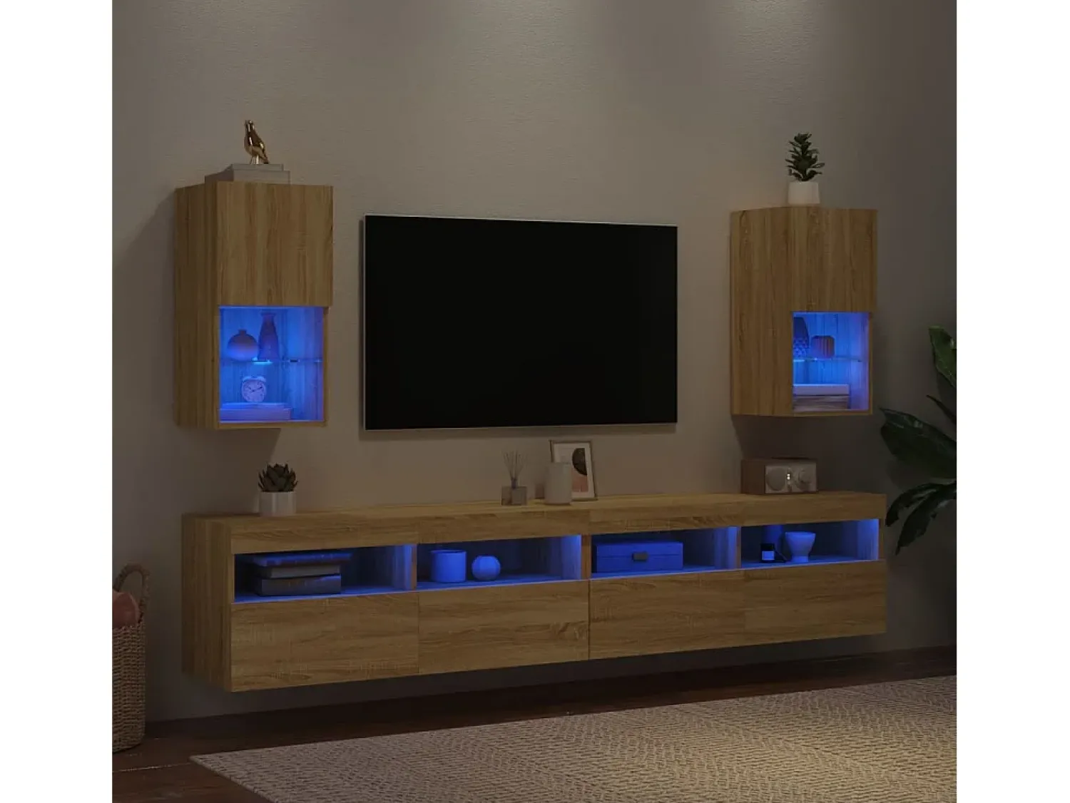 Móvel De Tv* Móveis de TV com luzes LED 2 pcs 30,5x30x60 cm carvalho sonoma PT899071 Castanho