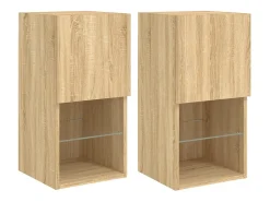 Móvel De Tv* Móveis de TV com luzes LED 2 pcs 30,5x30x60 cm carvalho sonoma PT899071 Castanho