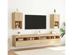 Móvel De Tv* Móveis de TV com luzes LED 2 pcs 30,5x30x60 cm carvalho sonoma PT899071 Castanho