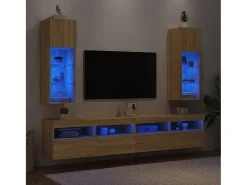 Móveis de TV com luzes LED 2 pcs 30,5x30x90 cm carvalho sonoma PT711777^ Móvel De Tv