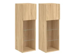 Móveis de TV com luzes LED 2 pcs 30,5x30x90 cm carvalho sonoma PT711777^ Móvel De Tv