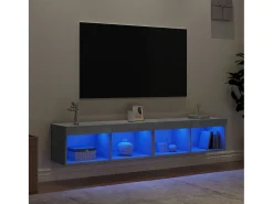 Móvel De Tv| Móveis de TV com luzes LED 2 pcs 80x30x30 cm cimento PT286901 Cinzento