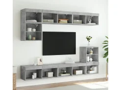 Móvel De Tv| Móveis de TV com luzes LED 2 pcs 80x30x30 cm cimento PT286901 Cinzento