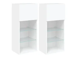 Móveis de TV com luzes LED 2 pcs 40,5x30x90 cm PT208783^ Móvel De Tv