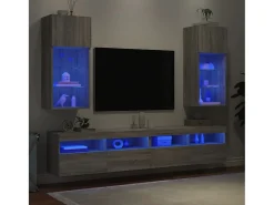 Móvel De Tv|vidaxl Móveis de TV com luzes LED 2 pcs 40,5x30x90 cm sonoma Cinzento