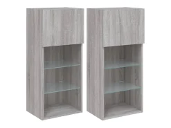Móvel De Tv|vidaxl Móveis de TV com luzes LED 2 pcs 40,5x30x90 cm sonoma Cinzento