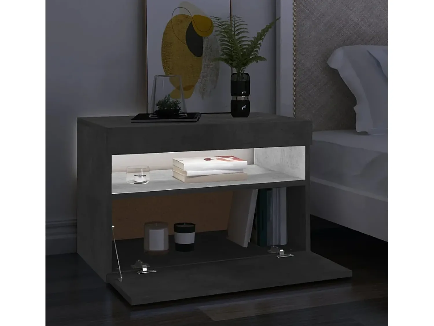 Móvel De Tv* Móveis de TV com luzes LED 2 pcs 60x35x40 cm cimento PT198671 Cinzento