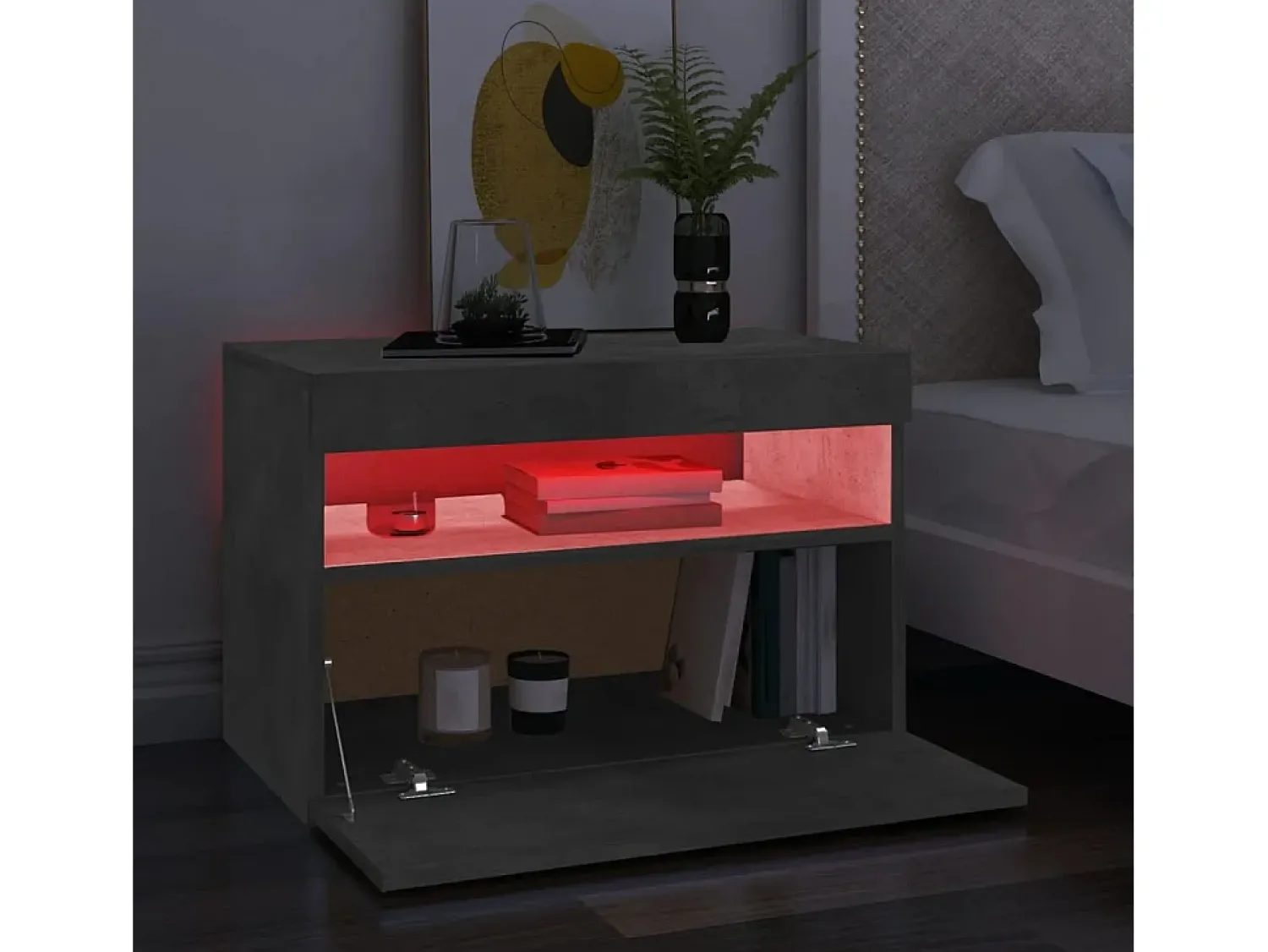 Móvel De Tv* Móveis de TV com luzes LED 2 pcs 60x35x40 cm cimento PT198671 Cinzento