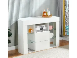 Outlet DripeX Móveis de TV de ângulo moderno com luz LED, bancada de TV branca moderna, 9 compartimentos, móveis de sala de estar 100x40x68cm Branco