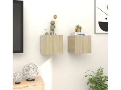 Hot Móveis de TV de parede 2 pcs 30,5x30x30 cm carvalho sonoma PT172139 Castanho